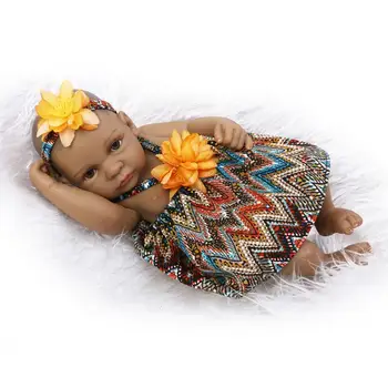 10 inch Afro-American Baby Doll Negru Fata Plina de Silicon Corp Bebe Renăscut Baby Dolls Etnice în Viață Păpuși Brinquedos Juguetes