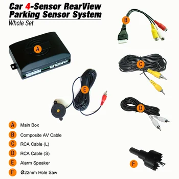 10-Masina de Culoare 4-senzor Retrovizoare Senzor de Parcare Marșarier Sistem Cu 3.5 inch Monitor și 16.5 mm Foto #2762