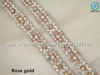 (10 metri )en-Gros de mireasa de mână cu margele de cusut de cristal stras pearl aplicatiile trim fier pentru rochii de mireasa curea WDD0828