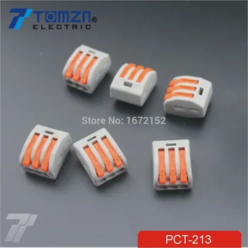 100buc PCT-213 3 Pin Universal compact cabluri de sârmă conector conductor terminal block cu maneta