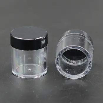 100pc/lot 10g Negru Capac Crema Borcan Cosmetice Recipient de Plastic Clar Crema de Sticla Machiaj Proba Borcan de Ambalare Bază Rotundă PS Sticla
