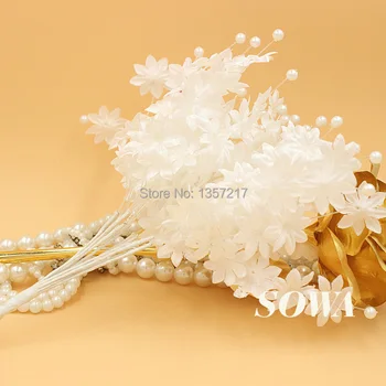 102pcs/mult 20mm Culoare Alb de Dud Tesatura Buchet de Flori/Tija de Sârmă/ Decor Nunta Scrapbooking Artificiala Pearl Floare