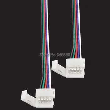 10BUC 5-pin 12mm Latime 2-Way Solderless Bandă a Benzii se fixează Ușor în Jos PCB RGBW Conector 10cm 5Pin Cablu Cuplor Coadă