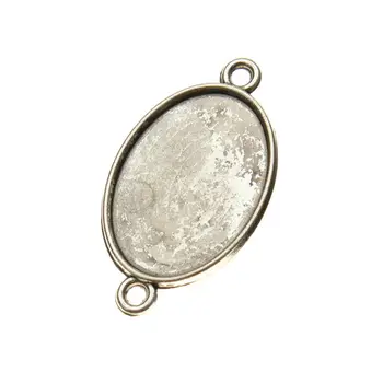 10buc Antic Argint Tibetan Conectori pentru Bijuterii Oval Cabochon Bază de Sticlă se Potrivesc Cabochons 18x25mm Metal Ornamente F1040