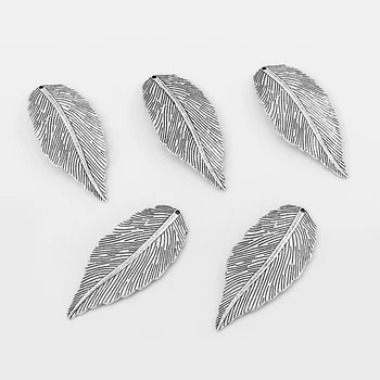 10BUC Argint Antic Tonul Frunze Mari Aliaj de Farmecele Metalice Pandantiv Margele Diy Pentru a Face Bijuterii 67x30mm