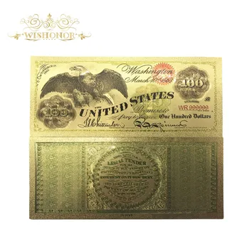 10buc/lot 24K Pur statele UNITE ale americii Colorat Aur a Bancnotelor Rare 1863 Ediție America de 100 de Dolari Placat cu Aur de Bancnote pentru Suveniruri