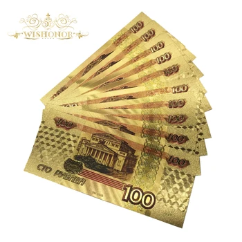 10buc/Lot Rusia Colorate Aur Bancnote De 100 de Ruble Lege a Bancnotelor în Aur 24K Placate cu Bani Fals Replica Pentru Colectie