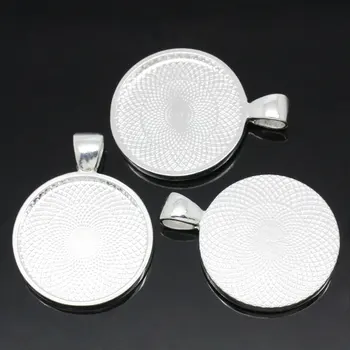 10buc Rotund Cameo Cadru Setări Pandantive Placate cu Argint Embellisments Cabochon Setarea de Bază DIY Bijuterii Vintage Concluziile