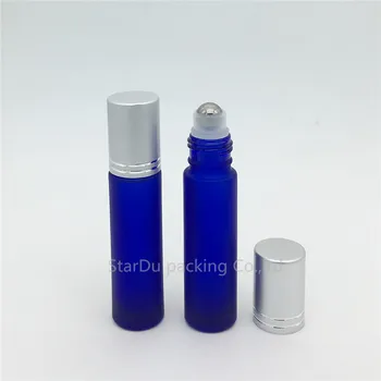 10ml albastru mat rola pe ulei esențial,sticla de parfum 10 ml albastru mat rollon sticle, pahar mic cu role recipient 12buc