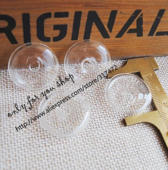 10sets 25mm Plat Rotund de Sticlă Lichid pandantiv inel ,balon de sticlă/ flacon de sticlă pandantiv alb-k inel de metal