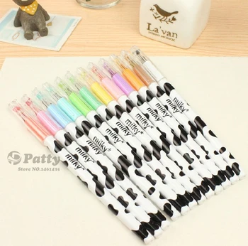 12 buc/Lot de Lapte pix cu gel Kawaii vaca pixuri canetas escolar Papetărie Japonez zakka papelaria de birou materiale rechizite F257