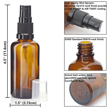 12 X 50 ml de unică folosință din Sticlă brună Sticla cu Pulverizator Atomizor Containere w/ Fin Msit pulverizator pentru Parfum de Uleiuri Esențiale Aromoterapie