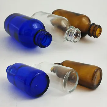 12 x 60ml Clar Chihlimbar Albastru Cobalt Sticla Dropper Sticla 2oz Picurător de Ochi pentru Uleiuri Esențiale Aromoterapie Boston Recipiente Rotunde