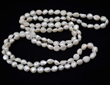 120cm alb 9-10mm Baroc, colier de perle de cultură de transport gratuit