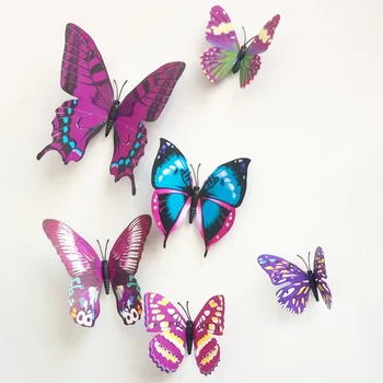 12buc/set fluture 3D autocolant de perete decor acasă diy Perdele frige Decor Nunta Fluture autocolant cu magnet Decalcomanii
