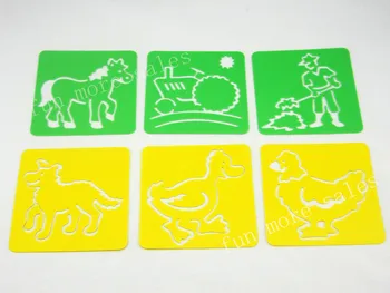 12Designs/set Sabloane pentru pictura Copii ferma drawing template-uri de placi de Plastic Copilul cald jucarii pentru copii Washable128x128x0.6mm