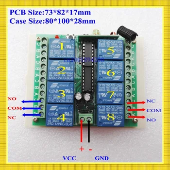 12V 8 CH canal RF Wireless de la Distanță Comutator de Comandă & Control de la Distanță Sistemul receptor transmițător 315/433 8CH Releu NC NO COM