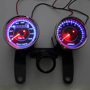 12V Motocicleta Vitezometru Digital Kilometraj 0 - 180km / h 13000 RPM Colorate LED Backlight Motocicleta Tahometrul Set