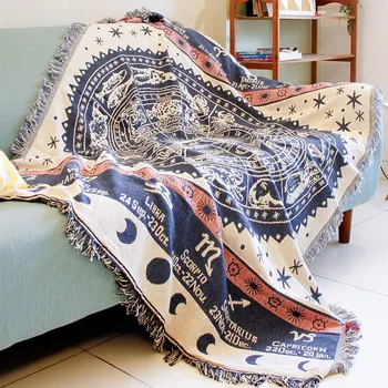 130x180cm Constelație canapea Mare pătură de Bumbac tarot Comping Drumeții Covor cald Cuvertura de pat fete de Masa