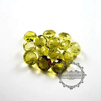 14-14.5 mm, fatetate rotund tăiat natural lemon cuarț semi prețioase vrac piatra diy inel,cercei, farmecul cabochon 4110103
