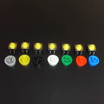 140pcs/lot 12*12*7.3 mm DIP Tactil Buton Colorat cu Capac Rotund Tact Switch-uri 12x12mm Colorate