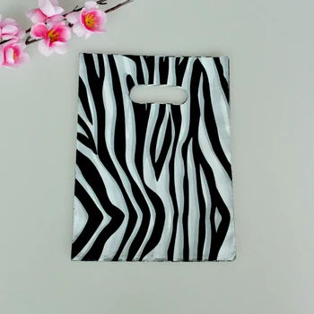 15*20 cm 100buc/lot pungă de plastic mic zebra stripe bijuterii de ambalare sac din plastic drăguț sac de cadouri, pungi de cumpărături, cu mâner