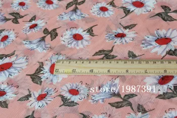 150cm latime Sifon tesatura crep crizantema model de fundal de culoare roz poate vedea prin pentru costum fusta-rochie de susținere CH-7705