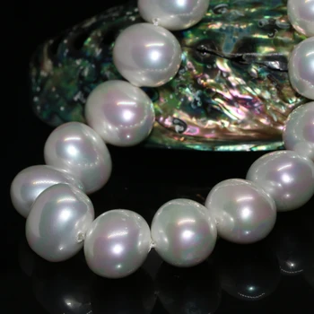 16*19mm alb natural pearl shell aprox rotunde neregulate margele femei petrecerea de nunta cadouri elegante, bijuterii de luare 15inch B2275