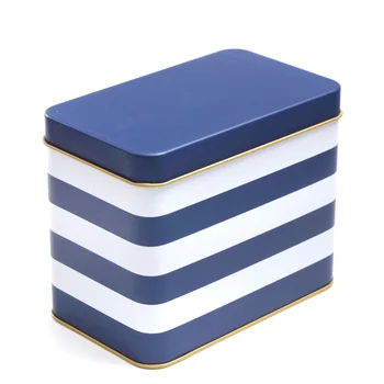 17*10.3*13.5 cm Albastru dungi albe cutii de tablă de metal biscuiți prăjituri Gustare bleumarin cutie de depozitare mare