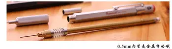 1buc / lot ,0.5 mm, din metal, creion mecanic , negru / argintiu metal de calitate premium, creion mecanic pentru desen