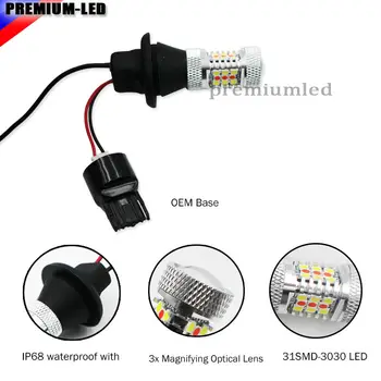 2 buc 31-SMD Alb/Rosu Dual-Culoare T20 7440 992A LED-uri Becuri de schimb Pentru Masina de Backup Marșarier Lumini de Ceață Spate Lampa de Conversie