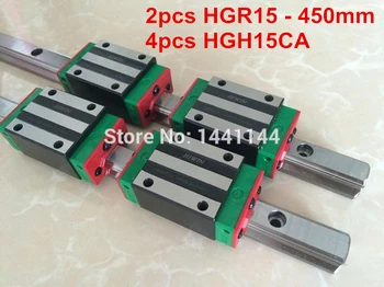 2 buc HIWIN HGR15 - 450mm ghidaj Liniar + 4buc HGH15CA Transportul CNC piese