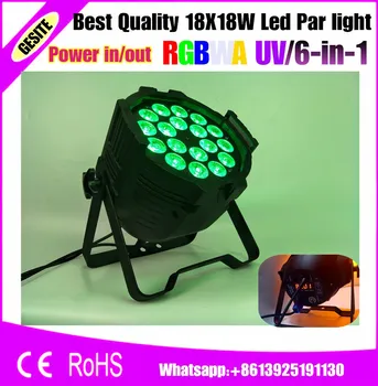 2 buc/lot Etapă Negru Lumina Blacklight cu 18 LED-uri 18 watt RGBWA UV 6in1 18pcs