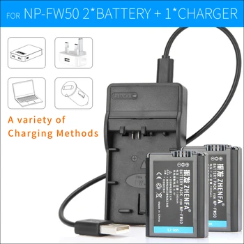 2 BUC NP-FW50 NP-FW50 Baterie Reîncărcabilă aparat de Fotografiat Digital + Incarcator USB Pentru Sony ILCE-6000 ILCE-6000L ILCE-7M2 A7M2 ILCE-7 7R
