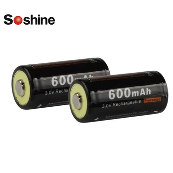 2 buc Soshine 3V 600mAh 16340 RCR123 LiFePO4 Baterie Reîncărcabilă cu Protected PCB pentru Lanterne LED-uri Faruri