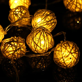 20 LED-uri Rattan Mingea Ghirlanda LED-uri de Iluminat de Vacanță Siruri de caractere Cald, Alb Romantic Acasă Petrecerea de Nunta Decor de Crăciun