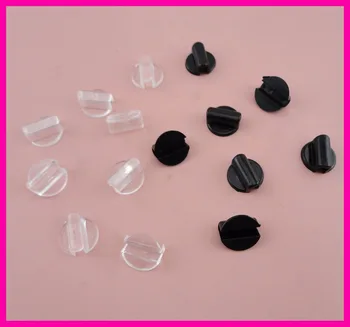 200pcs Interior dimensiuni(3mm lățime*5mm înălțime) 1.3 cm Negru transparent din Plastic Rotund, Mansete pentru atașarea de accesorii pe elastic benzile de păr