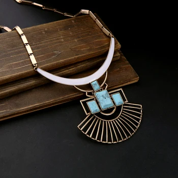 2016 Nou Brand Colier Collier Femme Bijoux Cumpărături On-Line Albastru Indian Fier Lanț Colier Vintage Accesorii
