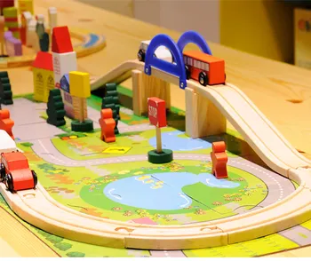 2016 S-Au Grabit Masini Brinquedos Copii Din Lemn De Trafic Feroviar Jucărie Demontarea Combinație Urmări Intersecție Copii Jucarii Educative