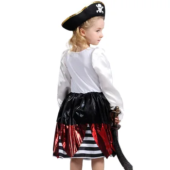 2017 Copii Pirat Costume Cosplay Piratii din Caraibe Carnaval Copii Rochie pentru Halloween (doar rochia, palarie)