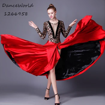 2017 dans latino pasodoble de dans fusta Cape race costume roșu și negru flamenco fuste