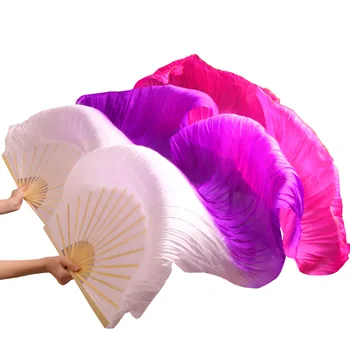 2017 Feminin lucrate Manual de Înaltă Calitate de Mătase din China Voaluri de Fani ai Dansului 1 Pereche de Burtă de Dans Fanii Ieftine Fot Vânzare Alb +Violet + Roz