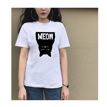 2017 Harajuku Tricou Femei din Bumbac Tricou Femei Cat de Imprimare topuri Miau tricou Camiseta Feminina