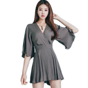2017 Lenjerie de pat din Bumbac pentru Femei de Moda Rochie V-gât Sexy Rochie de Vara Flare Sleeve coreean Dulce de Vacanță Rochii Casual