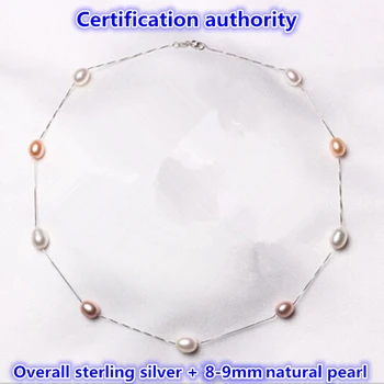 2017 Moda Colier de Perle 925 sterling silver-bijuterii Bijuterii Perla 7-8mm Natural de apă Dulce Perla Cravată Colier Pentru Femei