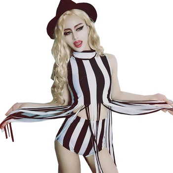 2017 moda dans jazz ds costum sexy stripe set dj purta