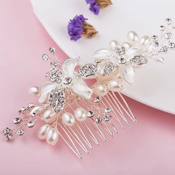 2017 New Sosire Strasuri Cristale Perle de Flori Și Frunze de Nunta Pieptene de Par Mireasa Meșe de Păr accesorii pentru domnisoarele de Onoare