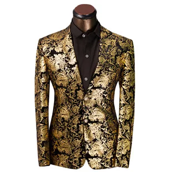 2017 nou Brand de Îmbrăcăminte de Lux, Costume de Aur Mens Imprimare Sacou Casual Florale Jaqueta De Luxo Sacou Jachete Pentru Barbati