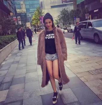 2017 nou versiunea coreeană imitație de blană de vulpe haină lungă de blană haină lungă hanorac Slim femei haine groase wj656
