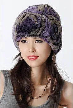2017 Toamna Iarna Tricotate Manual pentru Femei Reale Blana de Iepure Rex Pălării Capac Femei Căciuli de Blană pentru acoperit capul VK1146